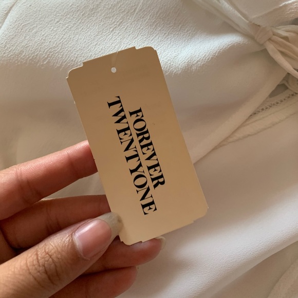 White Deep V Forever 21 Dress - Picture 4 of 5